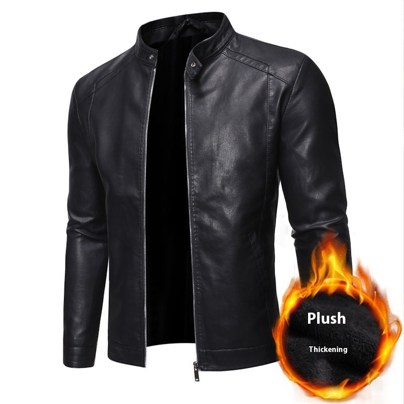 Men's Slim Casual Leather Jacket Motorcycle Jacket