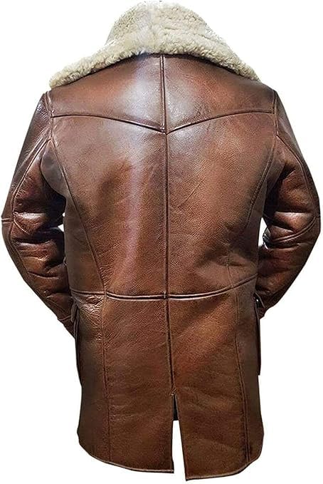 ZA Fashion Cloud Men Bane Leather Coat Tom Hardy Dark Knight Style Winter Shearling Jacket Brown Genuine Leather Bomber Overcoat