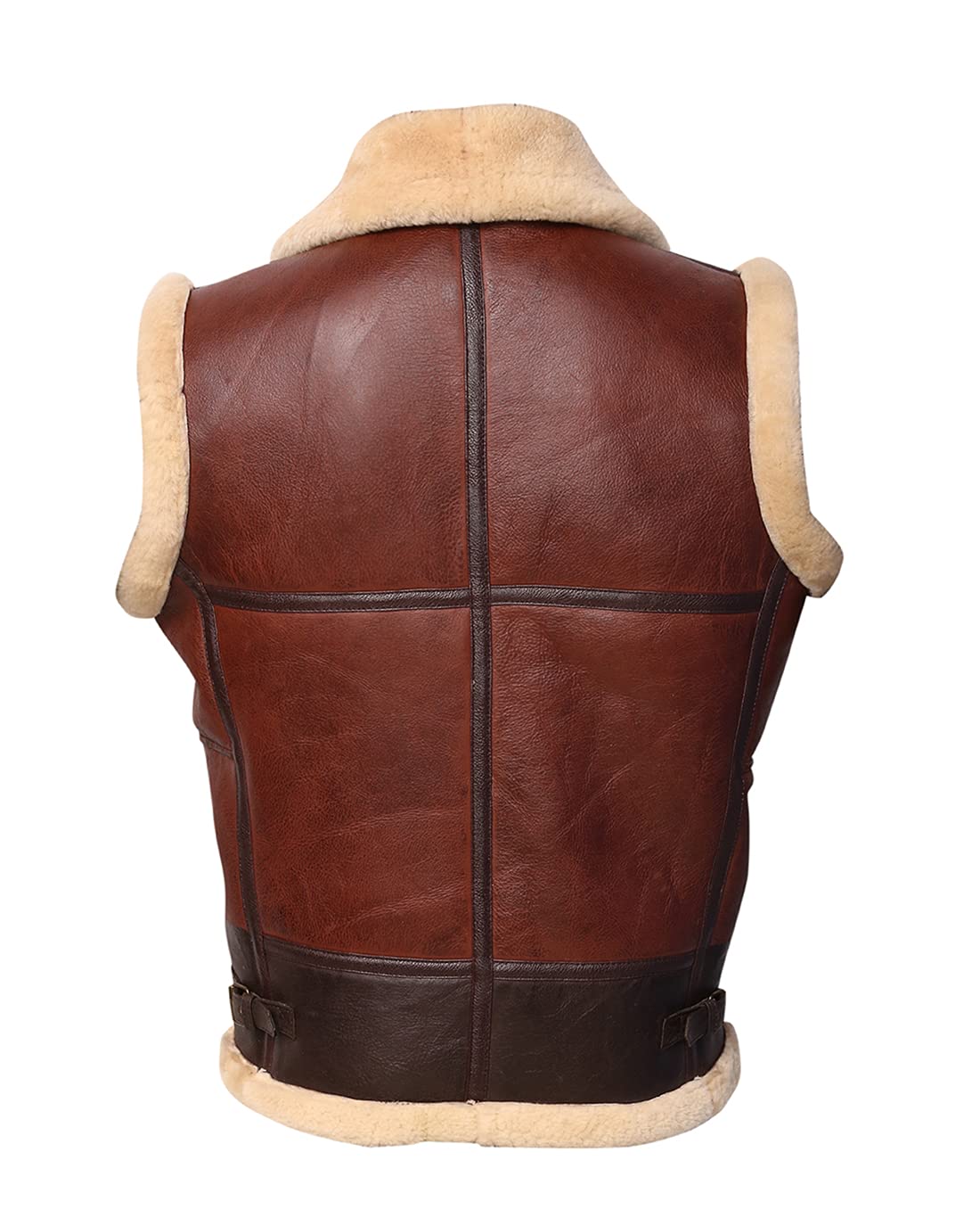 ZA Fashion Cloud Mens B3 Brown Shearling Vest Lambskin Fur Winter Jacket