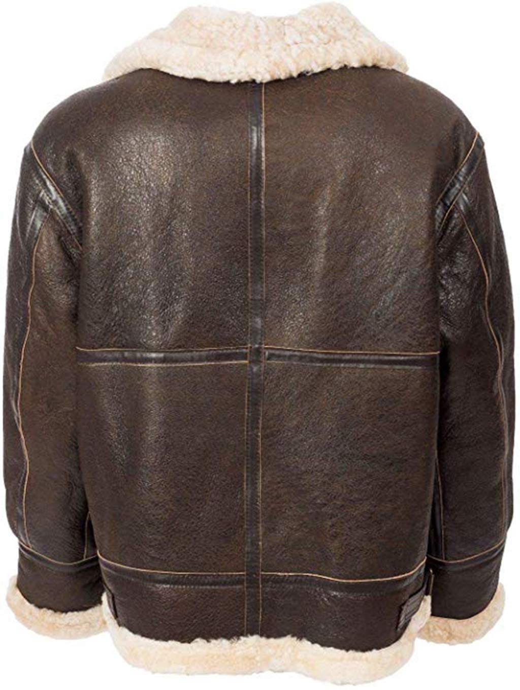B3 Distressed Genuine Flight Aviator Bomber Shearling Sheepskin Leather Jacket (XXXL)