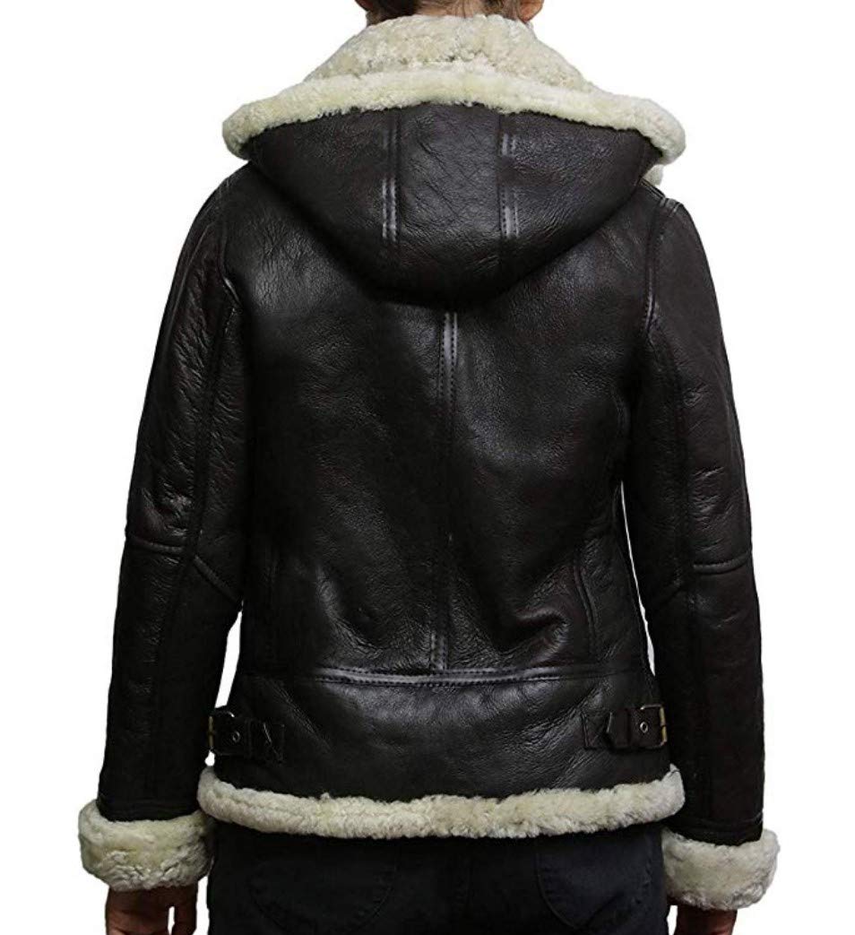 Womens B3 WWII Fur Real Bomber Leather Aviator Flight Sheepskin Shearling Jacket