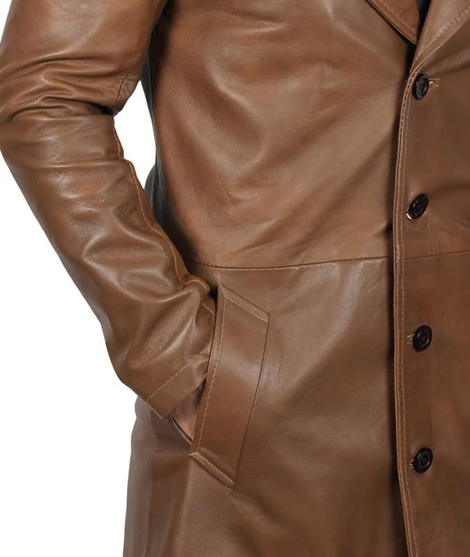 ZA Fashion Cloud Brown Real Mens WW2 Leather Car Coat