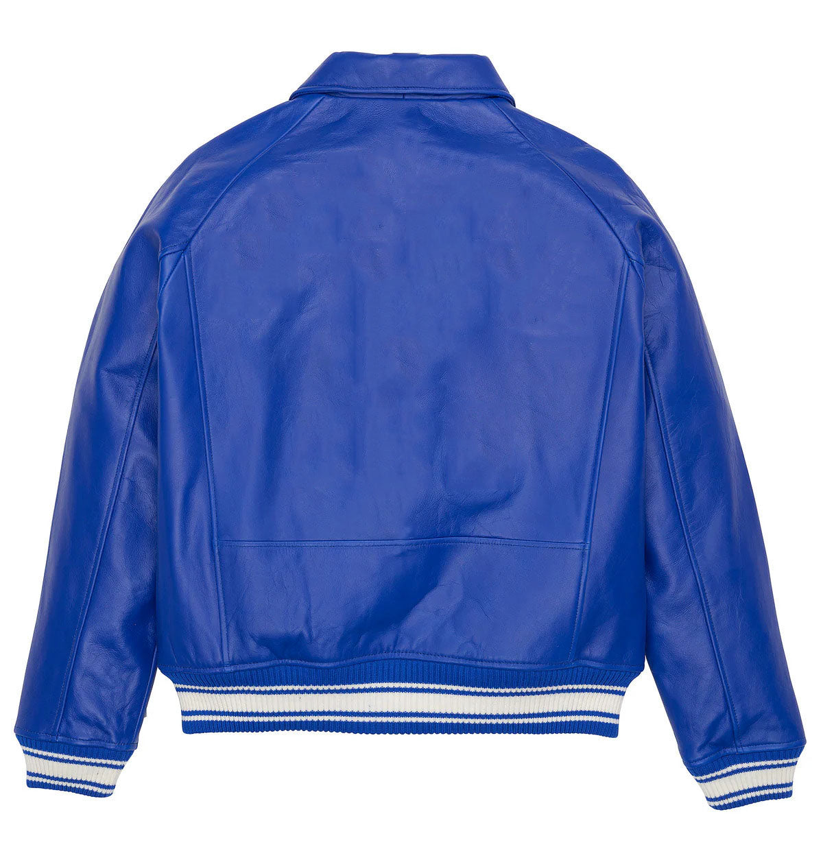 Men's Icon Leather Bomber Jacket Blue