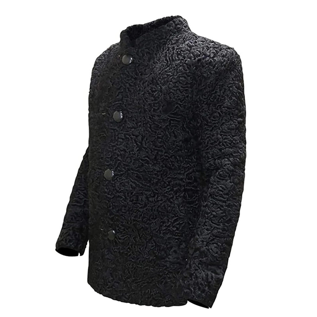 ZA Fashion Cloud New Real Karakul Persian Lamb Fur Jacket Black Coat