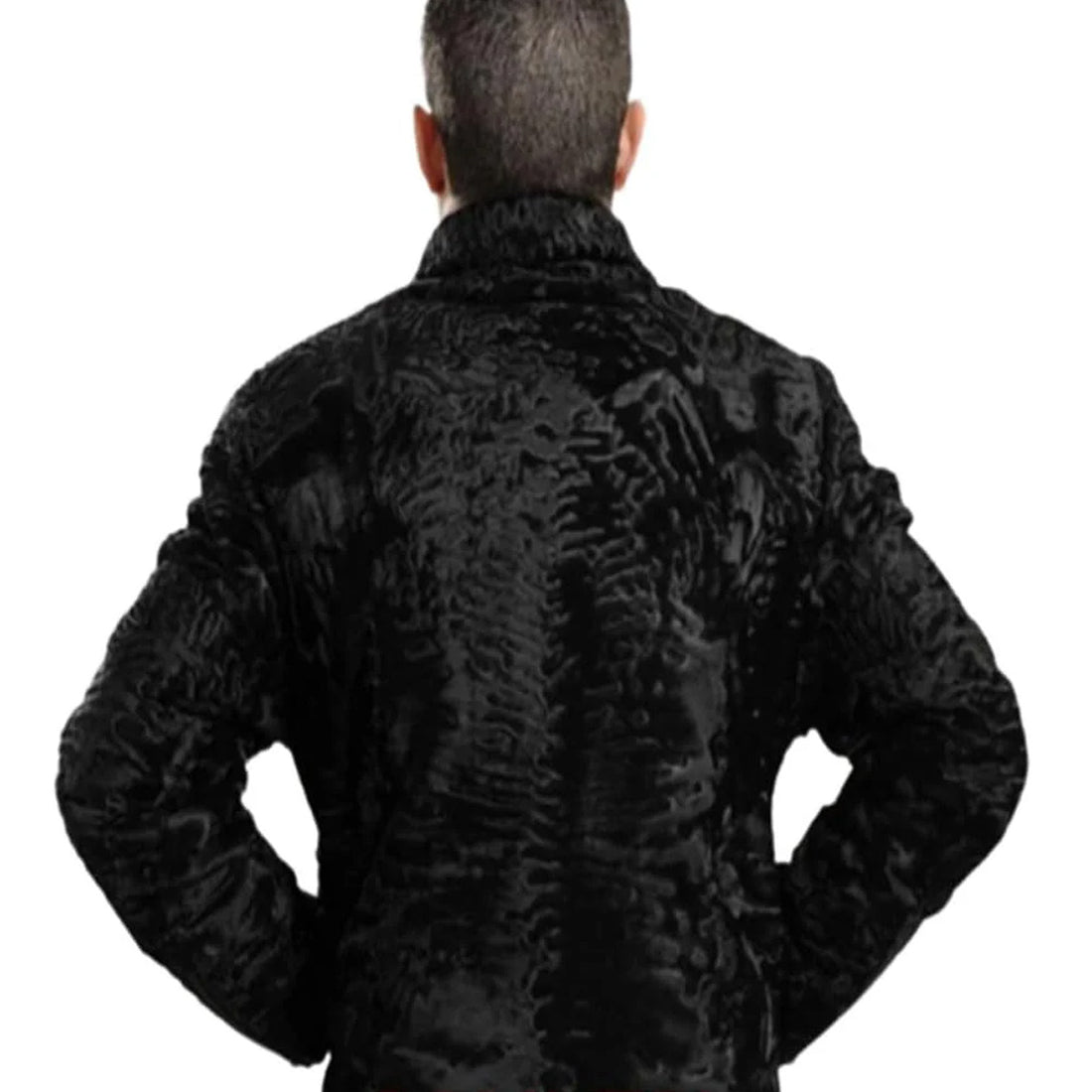 ZA Fashion Cloud Men's Persian Lamb Black Fur Jacket Karakul Coat