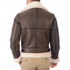 ZA Fashion Cloud Men RAF B3 Bomber Shearling Sheepskin Brown Leather Aviator Jacket