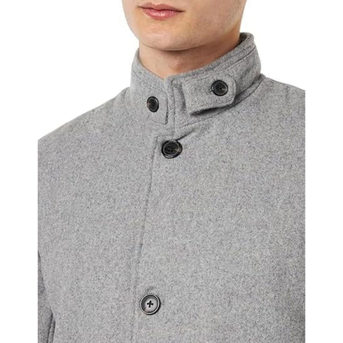 Men's Single Breasted Winter Quilted Warm Classic Trench Slim Fit Grey Long Button Closer Soft Overcoat