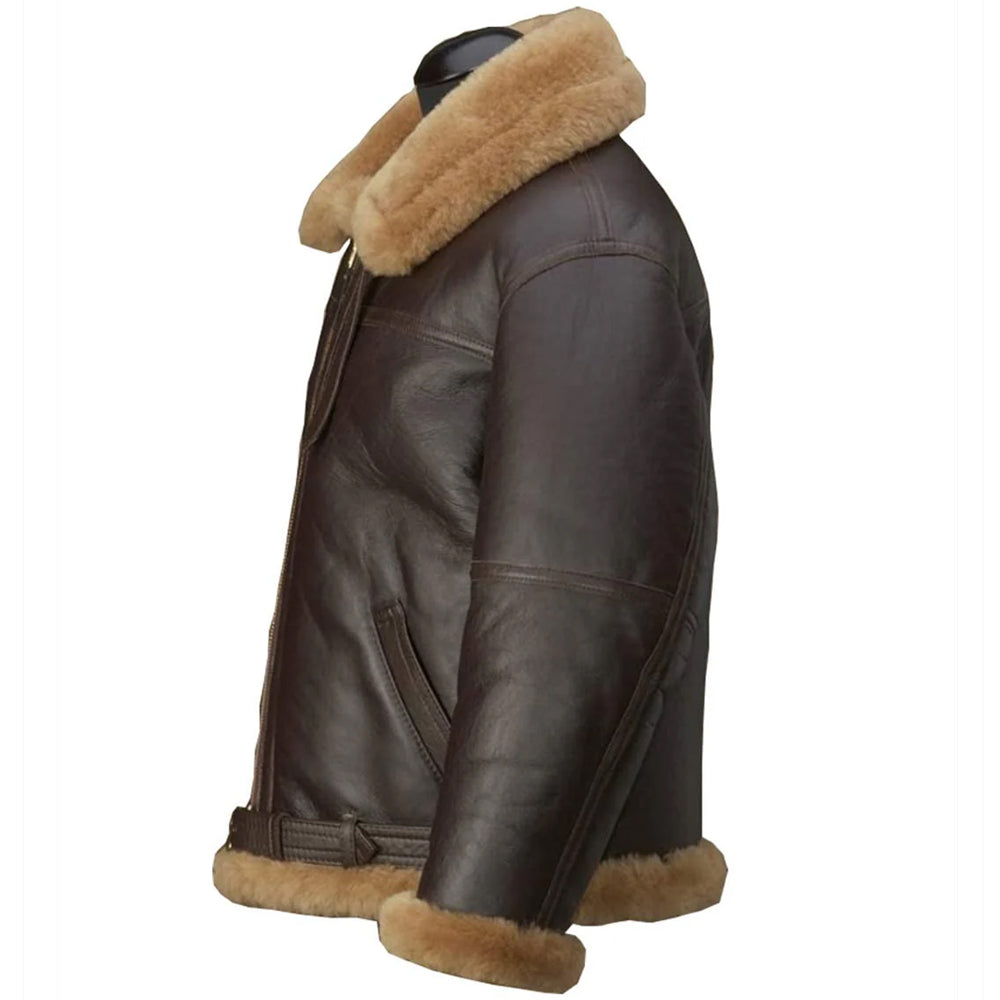 ZA Fashion Cloud B3 Men’s Shearling Sheepskin Flying WW2 Bomber Aviator RAF Jacket