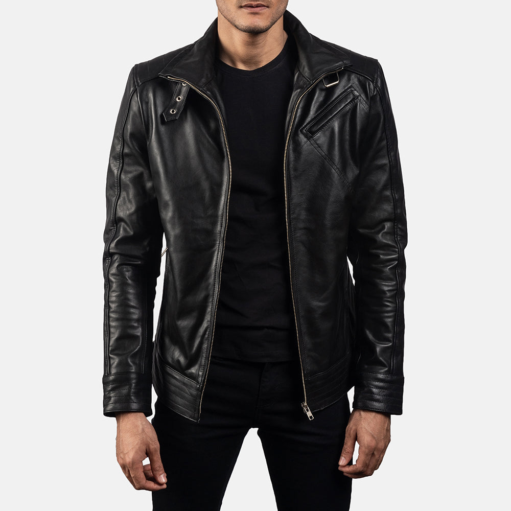 Genuine Black Leather Motorcycle Legacy Biker Jacket - All Season Premium Racer Slim Fit Racer Coat For Men