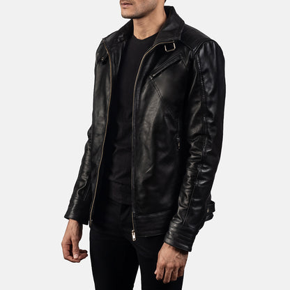 Genuine Black Leather Motorcycle Legacy Biker Jacket - All Season Premium Racer Slim Fit Racer Coat For Men