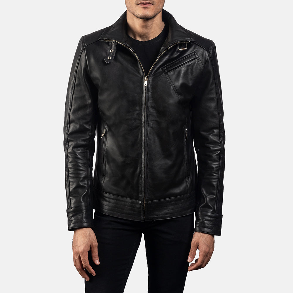 Genuine Black Leather Motorcycle Legacy Biker Jacket - All Season Premium Racer Slim Fit Racer Coat For Men