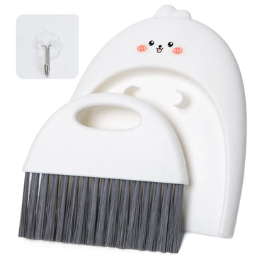 XXFLOWER Mini Dustpan and Brush Set Small Handheld Dust Pan with Clean Broom for Home Kitchen Desktop Sofa Keyboard Table and Pet Cages(Cute Animal)