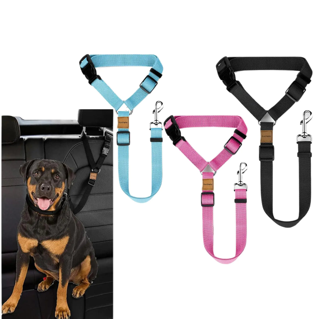 3-Pack Adjustable Dog Seat Belt for Car Headrest