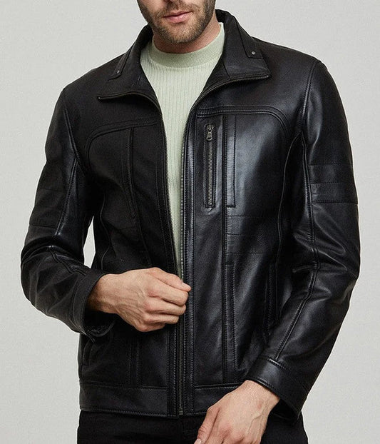 Men's Real Black Iconic Classic Lambskin Biker Coat - Genuine Leather Riding Jacket For Motorcycle