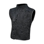 ZA Fashion Cloud Men's Real Persian Lamb Jacket Black Karakul Vest Winter Sleeveless Waistcoat