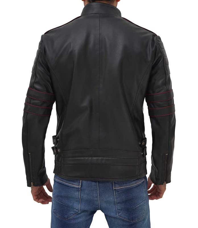 ZA Fashion Cloud Men Real Biker Leather Lambskin Cafe Racer Black Jacket