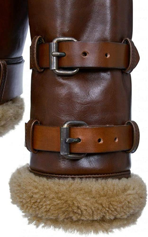 Men's Real Shearling Sheepskin Leather Pilot Aviator B3 Bomber Flying Jacket