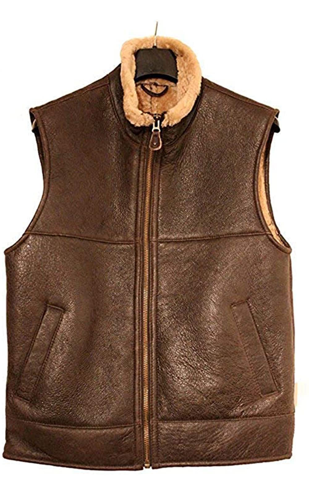 ZA Fashion Cloud Men Genuine RAF B3 Aviator Shearling Sheepskin Flying leather Vest