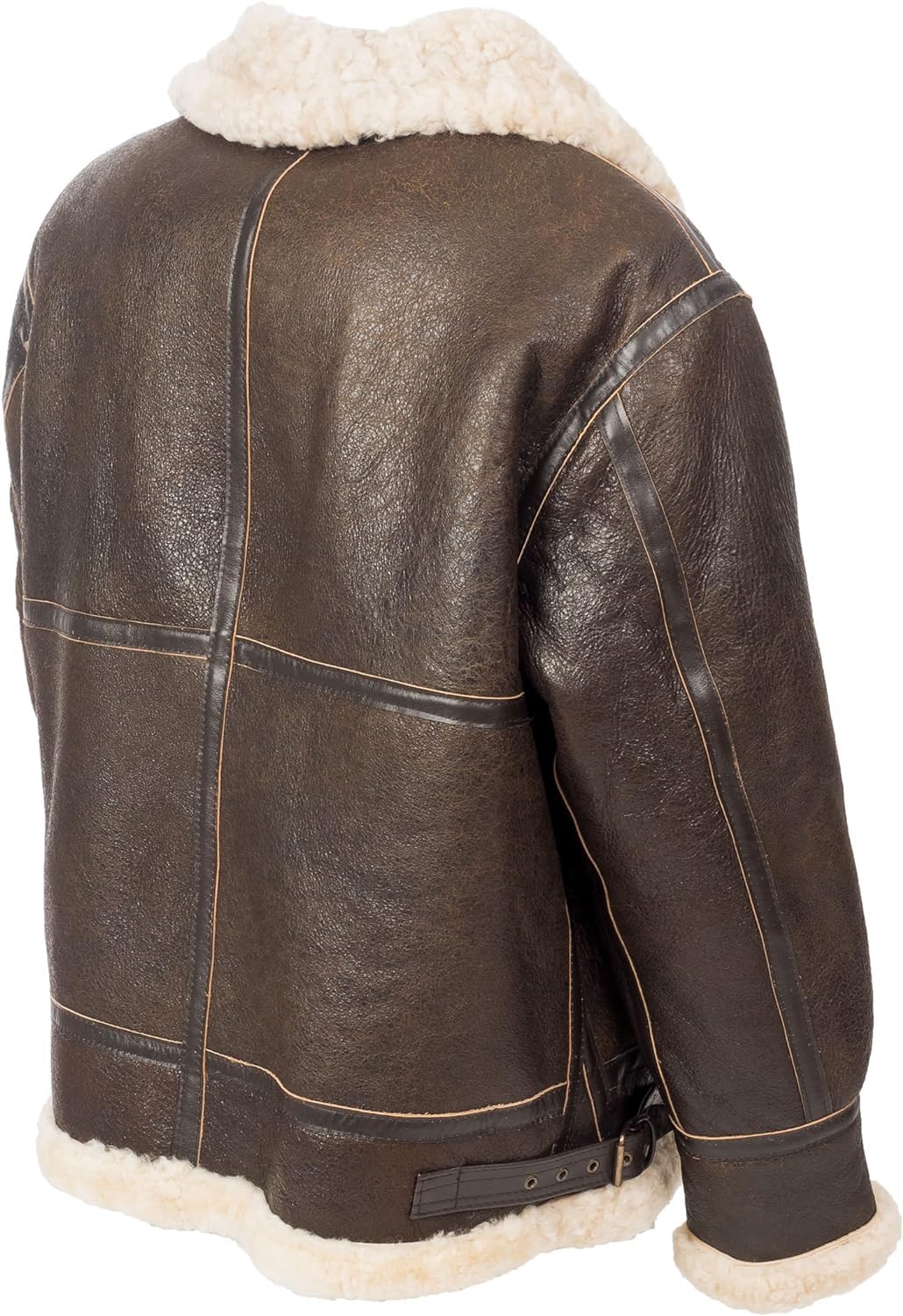 ZA Fashion Cloud B3 Distressed Real Sheepskin Flying Aviator Bomber Leather Shearling Jacket