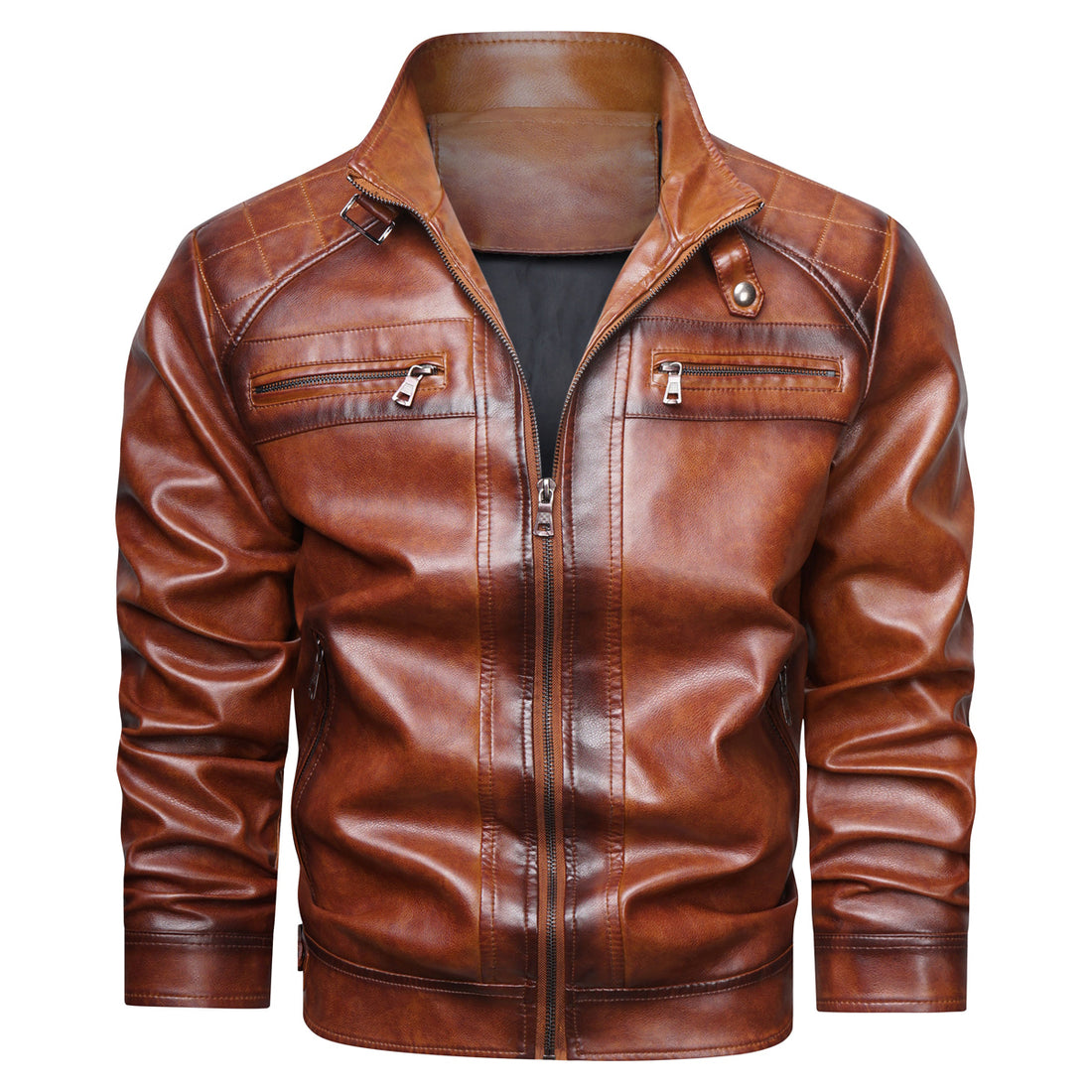 Men's Retro Faux Leather Cafe Racer Jacket - Stylish & Trendy
