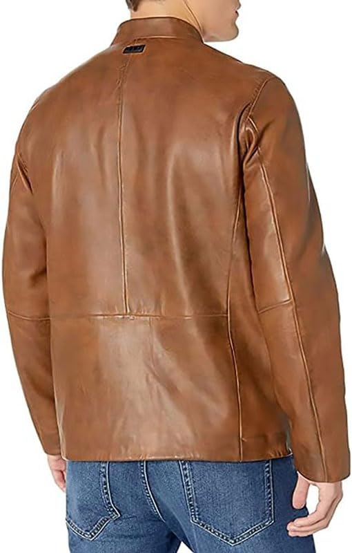 ZA Fashion Cloud Men's Genuine Lambskin Leather Racer Motorcycle Jacket