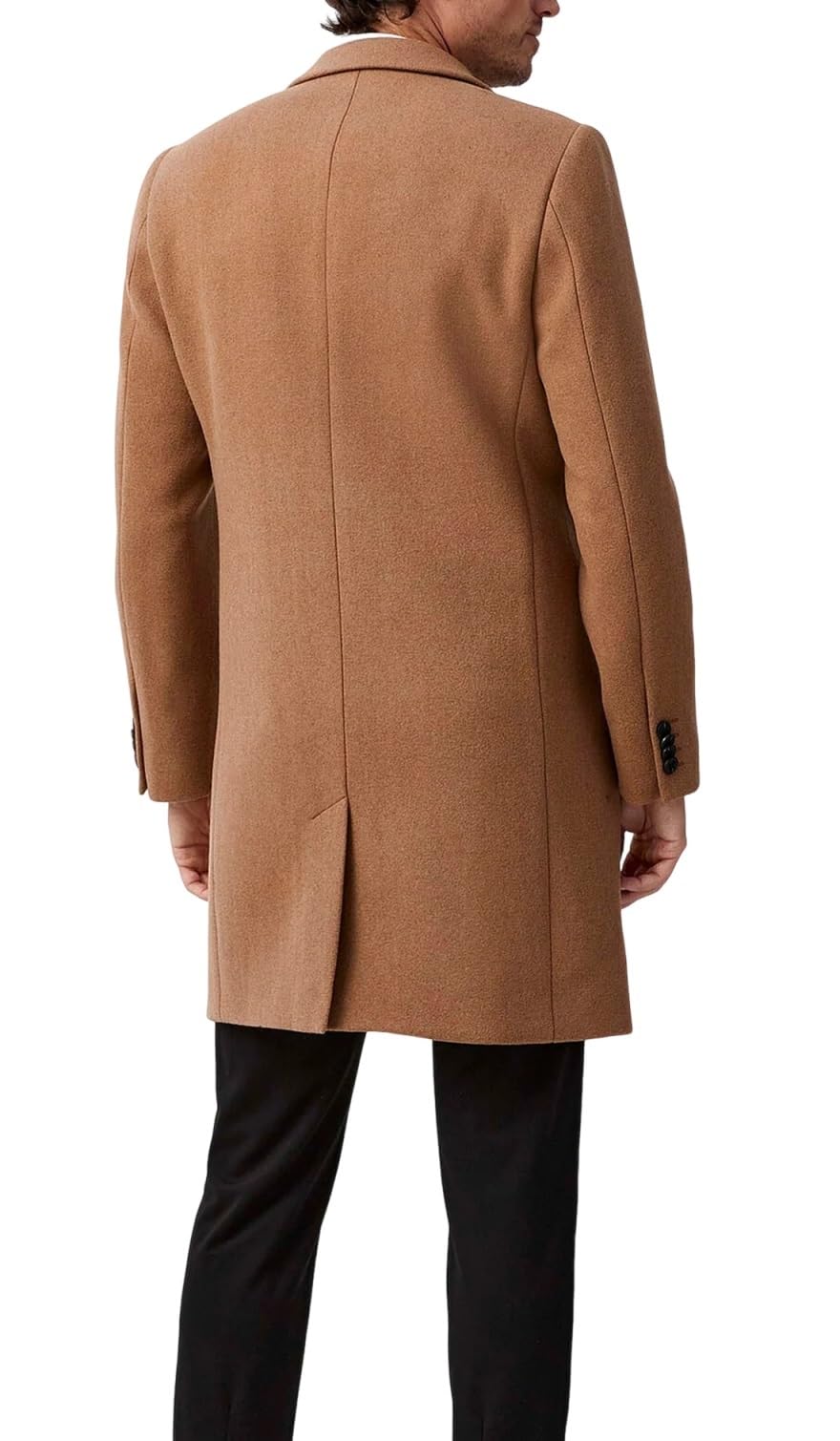 Mens Brown Wool Button Closer Winter Single Breasted Long Warm Soft Overcoat