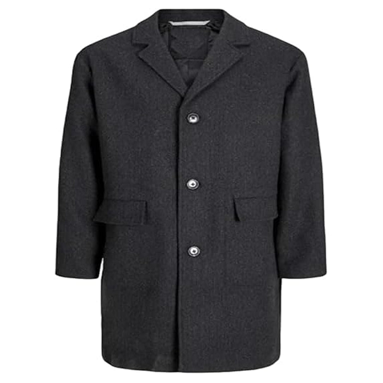 ZA Fashion Cloud Men's Button-up Mid Long Soft Warm Trench Regular Fit Notch Lapel Collar Wool Blend Top Coat
