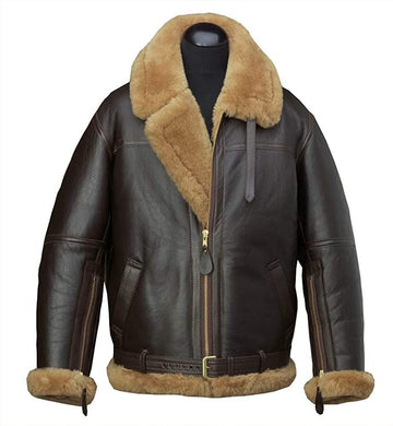 B3 Men Real Shearling Sheepskin WW2 flying Aviator RAF Bomber Jacket (S)