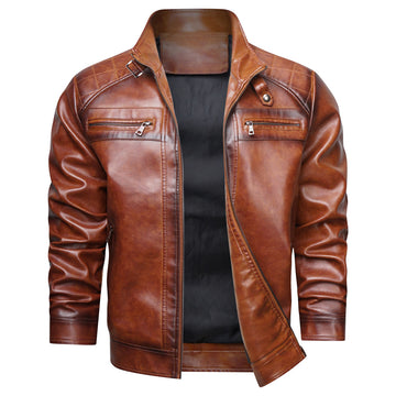Men's Retro Faux Leather Cafe Racer Jacket - Stylish & Trendy