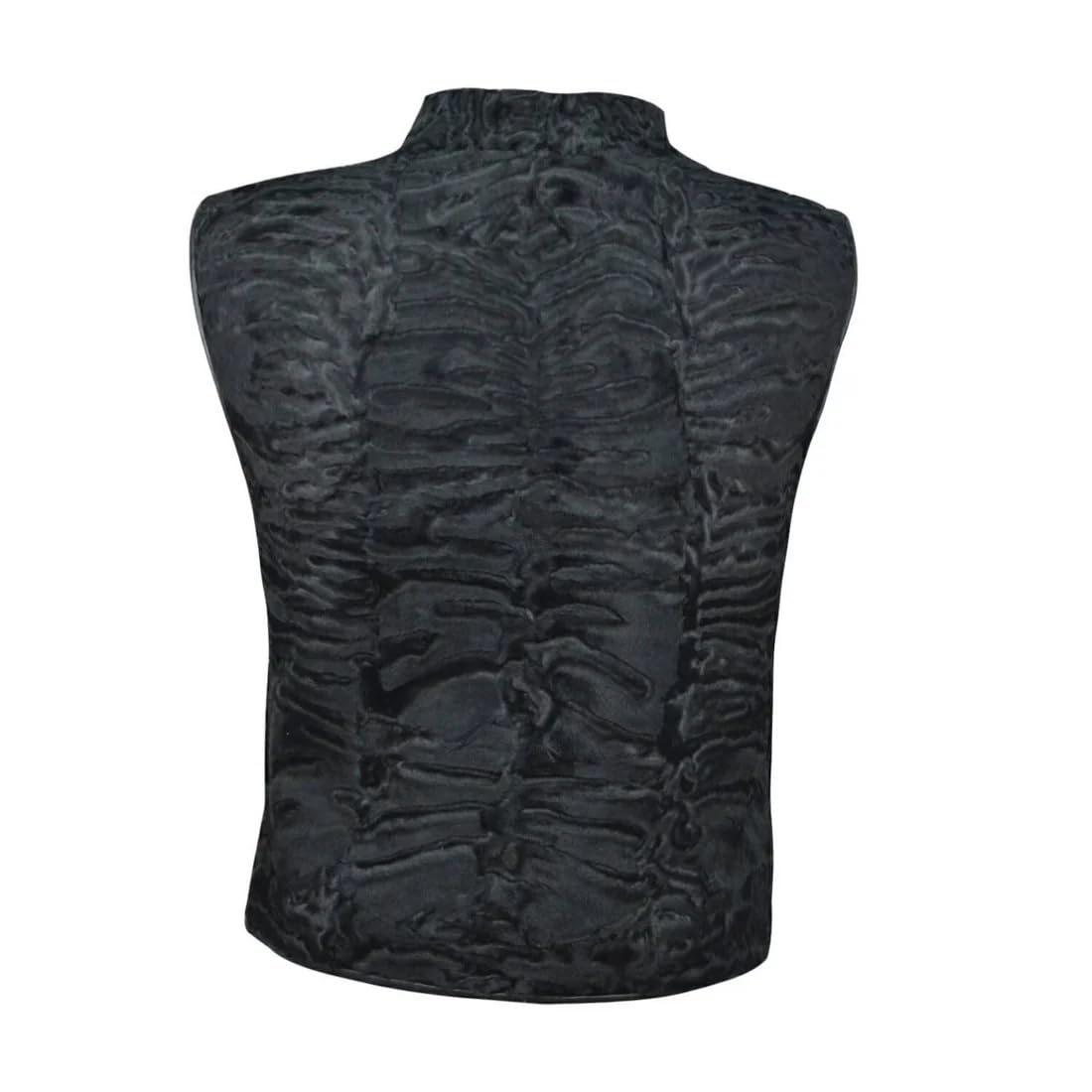 ZA Fashion Cloud Men's Real Persian Lamb Jacket Black Karakul Vest Winter Sleeveless Waistcoat