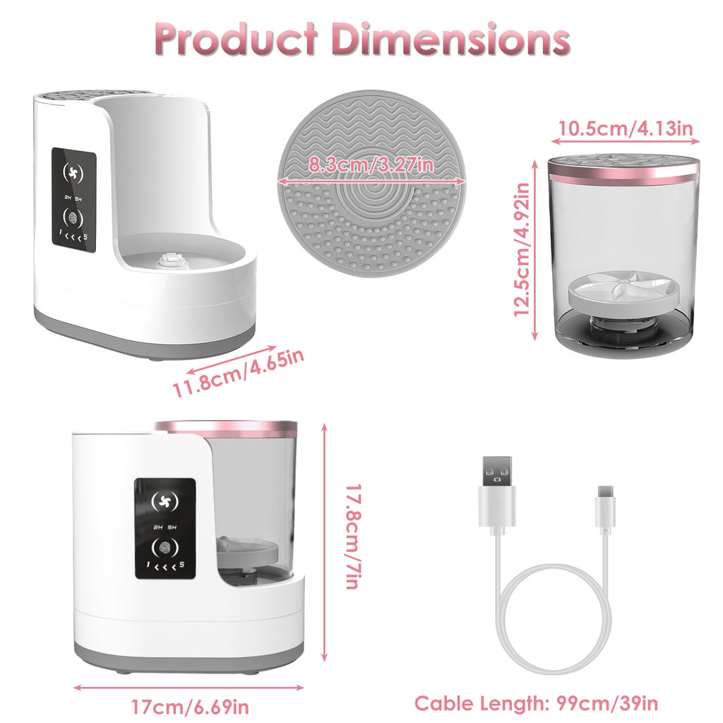 4 In 1 Electric Makeup Brush Cleaner USB Powered Automatic Brush Blender Machine With Timer Digital Display Cleaning Drying UV Disinfection Brush Storage For All Types Of Brushes Valentines Day Gift
