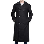 ZA Fashion Cloud Men's Premium Trench Black Double Breasted Peacoat Winter Slim Fit Wool Jacket Long Overcoat