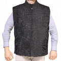 ZA Fashion Cloud Genuine Persian Black Lamb Fur Vest Sleeveless Karakul Waistcoat For Men