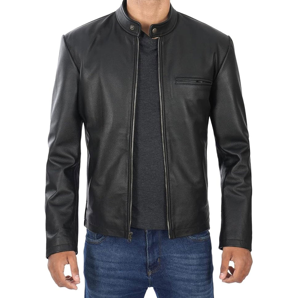 Leather Jacket Men - Casual Stylish Genuine Lambskin Black Leather Jackets for Men