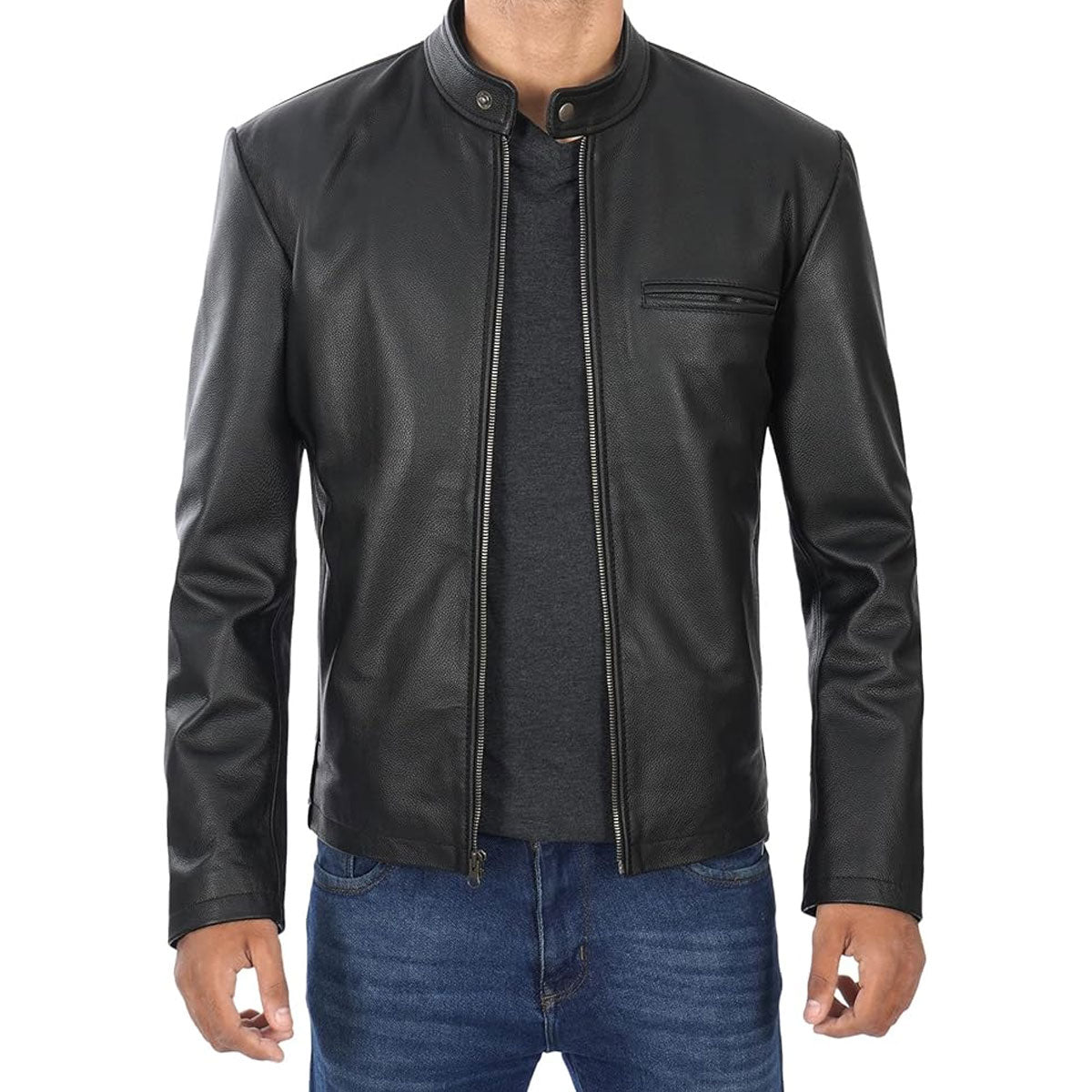 Leather Jacket Men - Casual Stylish Genuine Lambskin Black Leather Jackets for Men