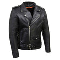 Men's Classic Brando Premium Leather Black Motorcycle Riders Leather Jacket w/Side Laces