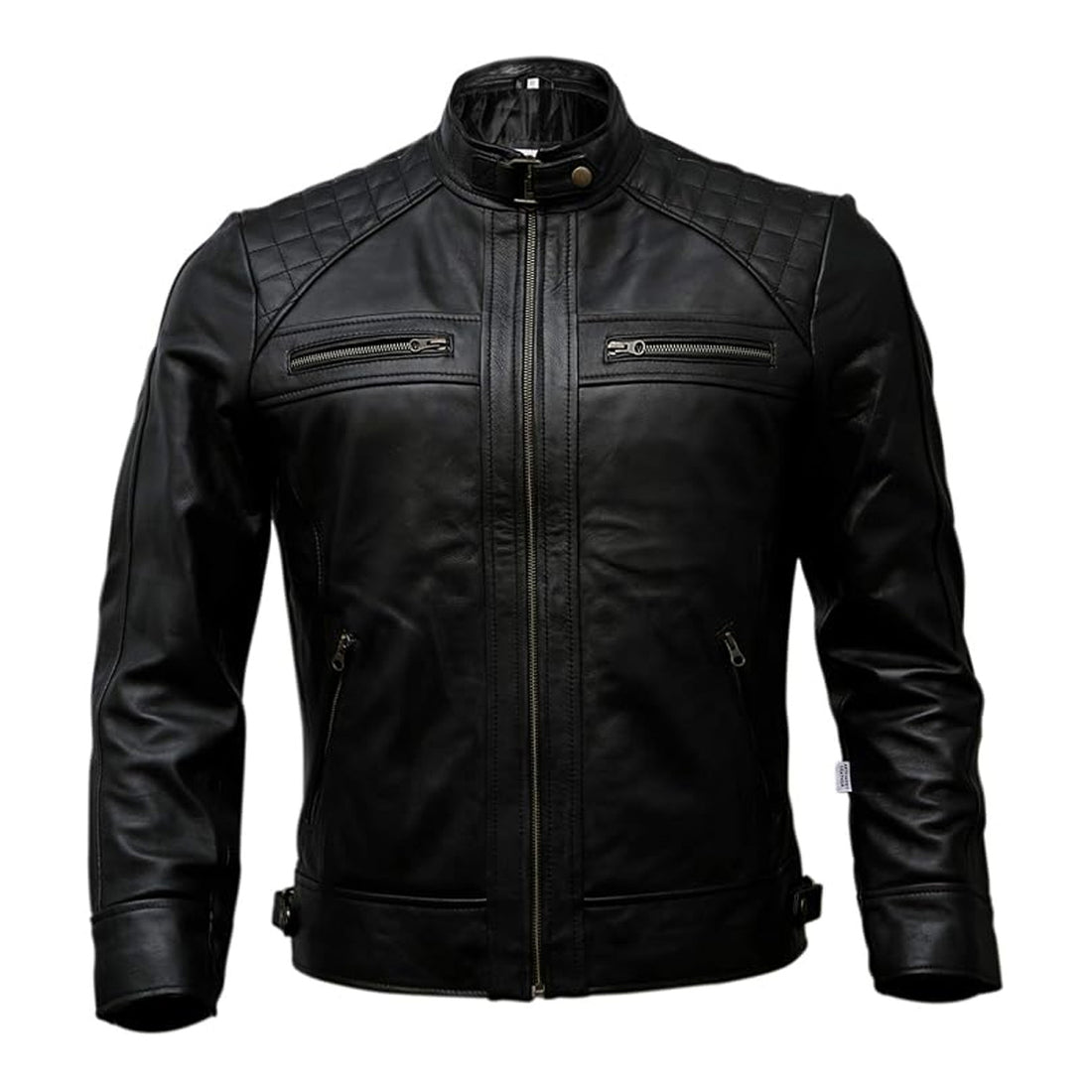 Mens Genuine Leather Biker Jacket Black | Vintage Black Distressed Lambskin Motorcycle Jackets for Men