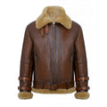 Men's Real Shearling Sheepskin Leather Pilot Aviator B3 Bomber Flying Jacket