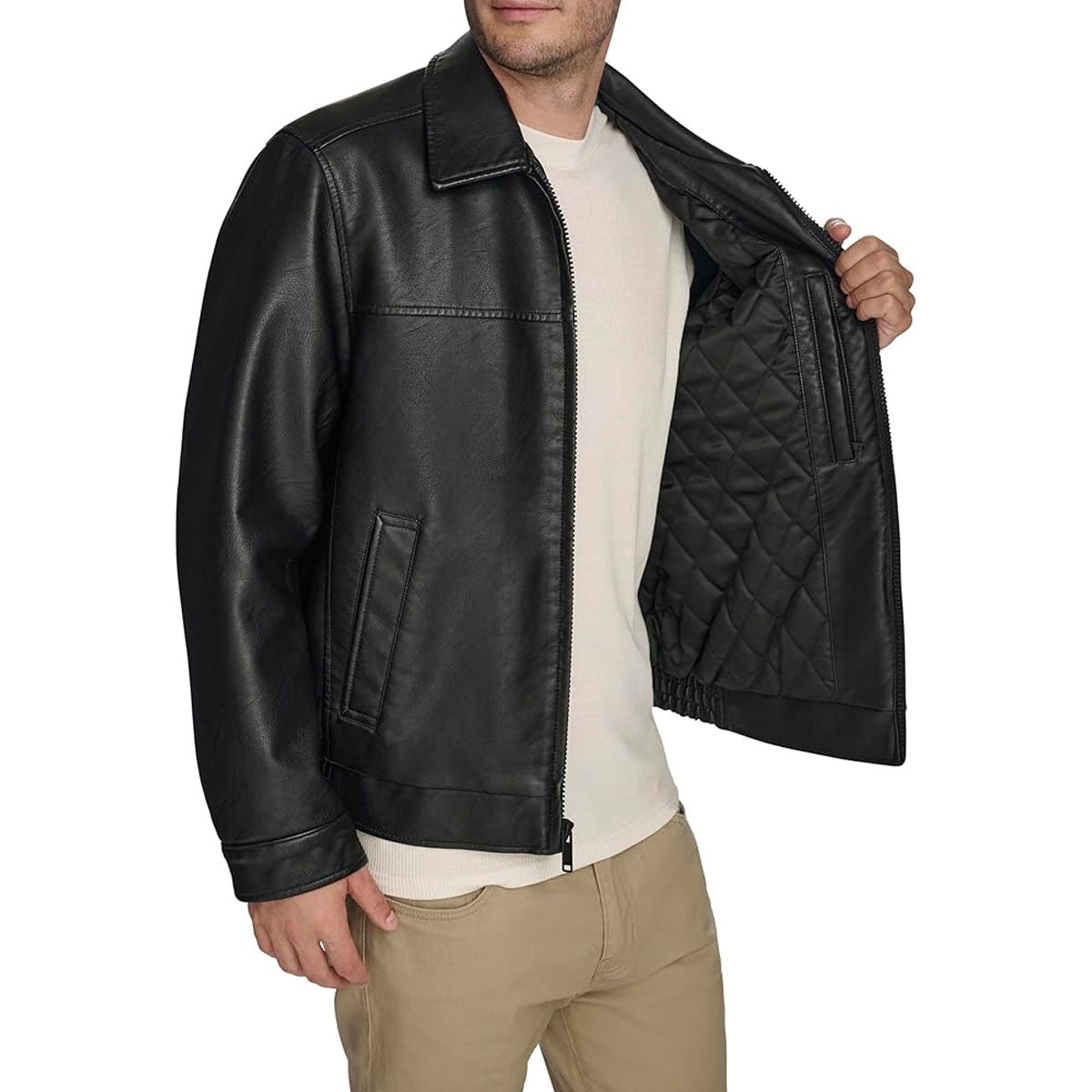 Mens James Genuine Black Leather Jacket- Real Lambskin Classic Vntage Style Jacket