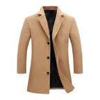 leebrando Men's Wool Blend Long Warm Pea Coat Casual Notched Collar Single Breasted Trench Brown Winter Overcoat