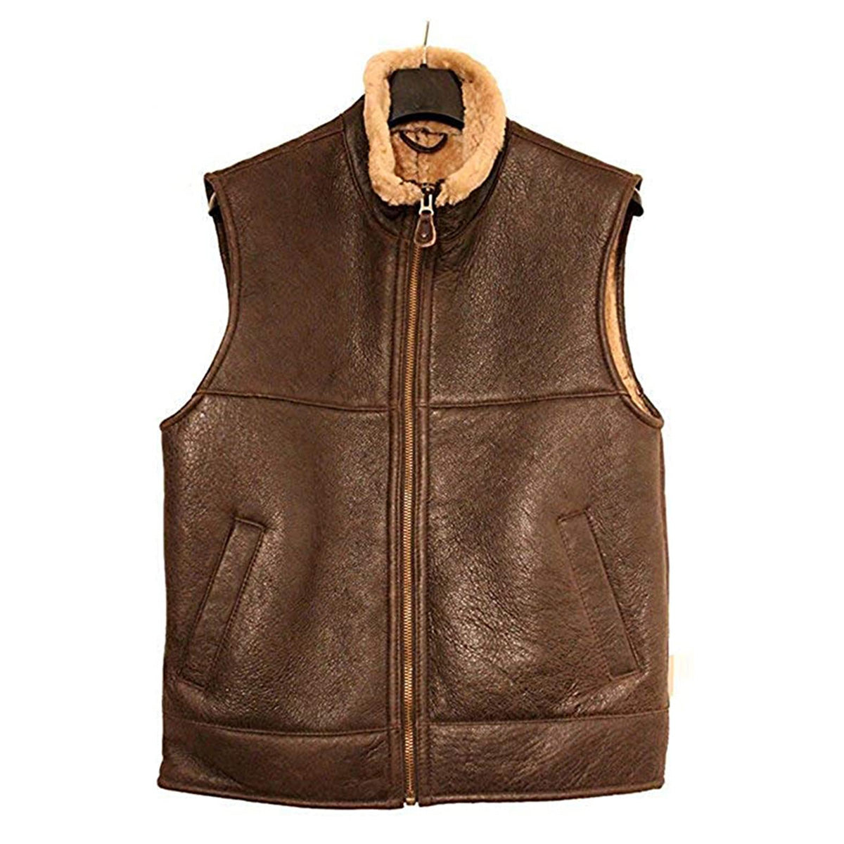 ZA Fashion Cloud Men Genuine RAF B3 Aviator Shearling Sheepskin Flying leather Vest