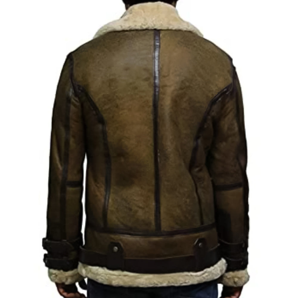 ZA Fashion Cloud Mens Real RAF Shearling Sheepskin B3 Bomber Flying Pilot Aviator Leather Jacket Winter Coat