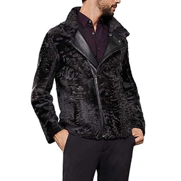 ZA Fashion Cloud Men's Genuine Persian Lamb Fur Coat Karakul Winter Jacket