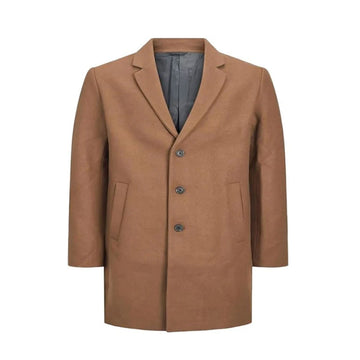 Men's Wool Blend Classic Trench Coat Winter Top Quilted Single Breasted Premium Soft Overcoat