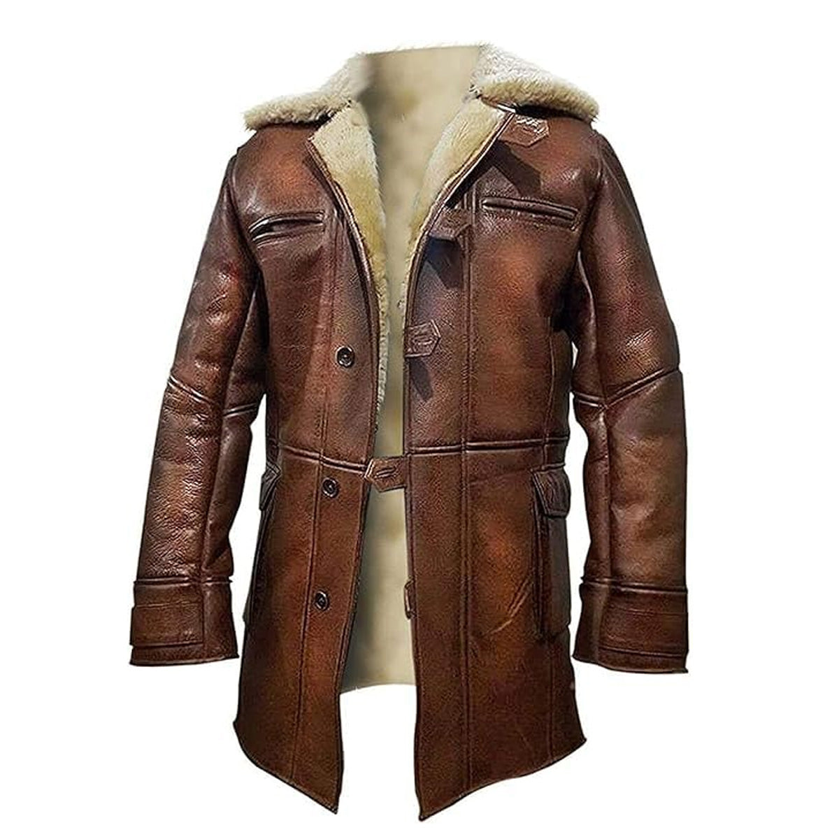 ZA Fashion Cloud Men Bane Leather Coat Tom Hardy Dark Knight Style Winter Shearling Jacket Brown Genuine Leather Bomber Overcoat