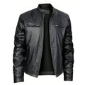 Men's Stand-up Collar Leather Jacket Business Casual Jacket