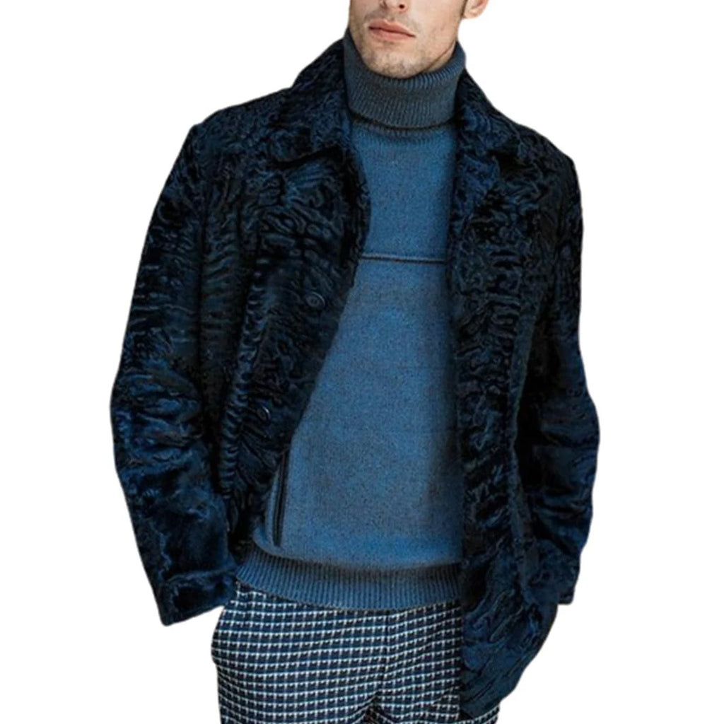 ZA Fashion Cloud Mens Karakul Persian Lamb Black fur Coat Winter jacket