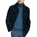ZA Fashion Cloud Mens Karakul Persian Lamb Black fur Coat Winter jacket