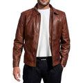 Mens Leather Jacket - Real Lambskin Classic Vintage Style Leather Jackets For Men Brown Leather Jacket for Mens