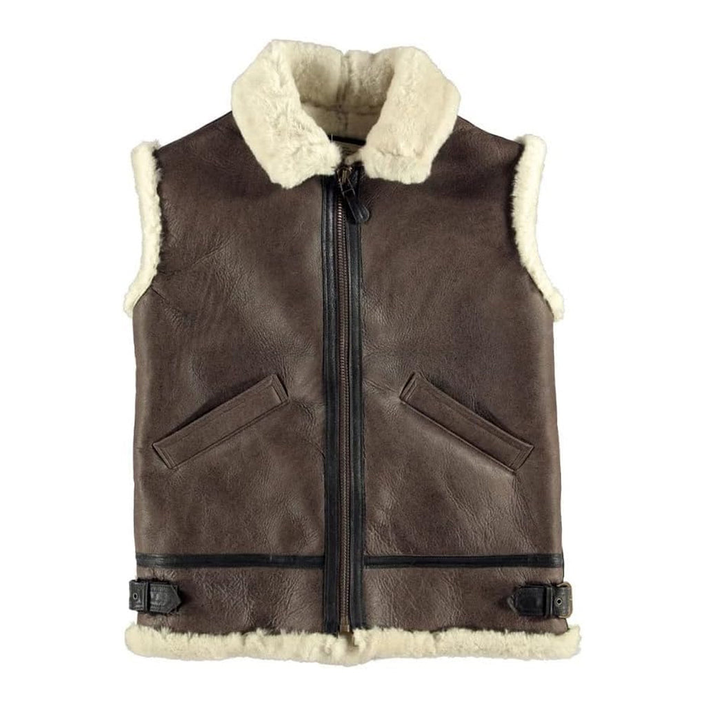 ZA Fashion Cloud B3 Bomber RAF Shearling Sheepskin Flying Pilot Leather Vest